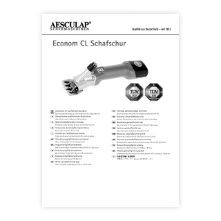 Ръководство за употреба – машинка за стригане на овце, Aesculap Econom NOVA CL
