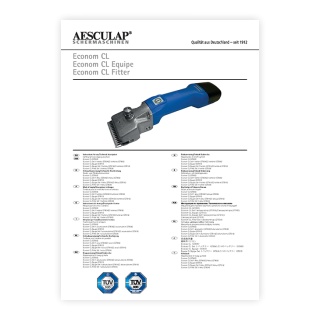 Ръководство за употреба – машинка за подстригване на говеда, Aesculap Econom NOVA CL