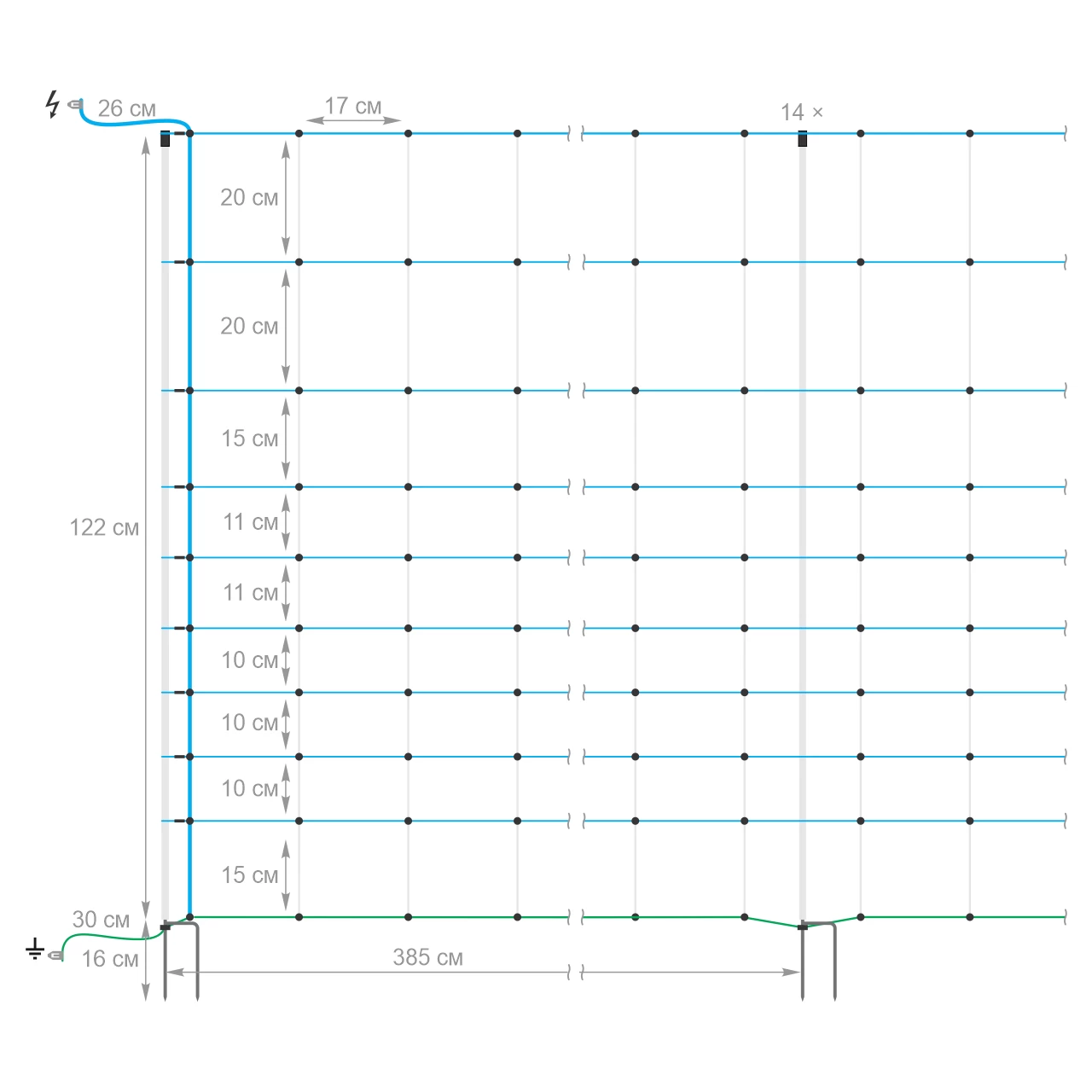 Мрежа за електропастир, OviNet Maxi, 50 м × 122 см