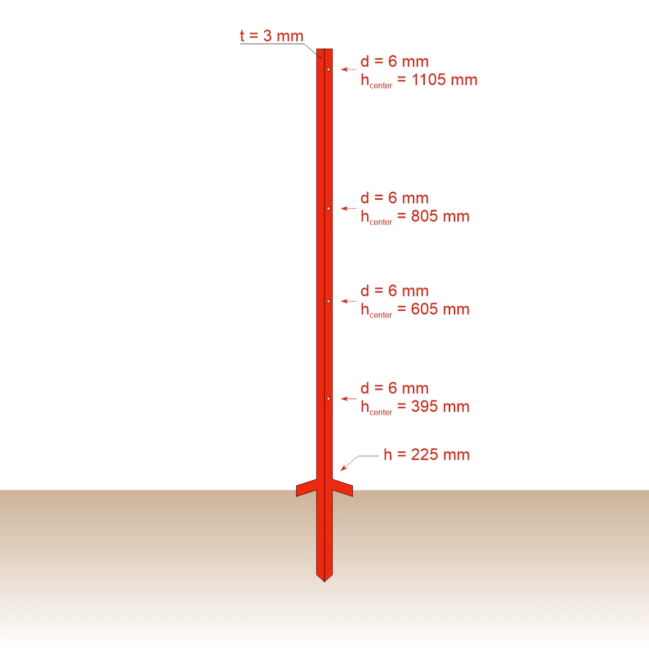Колче от винкел 25 × 25 мм, 115 см, 10 бр.
