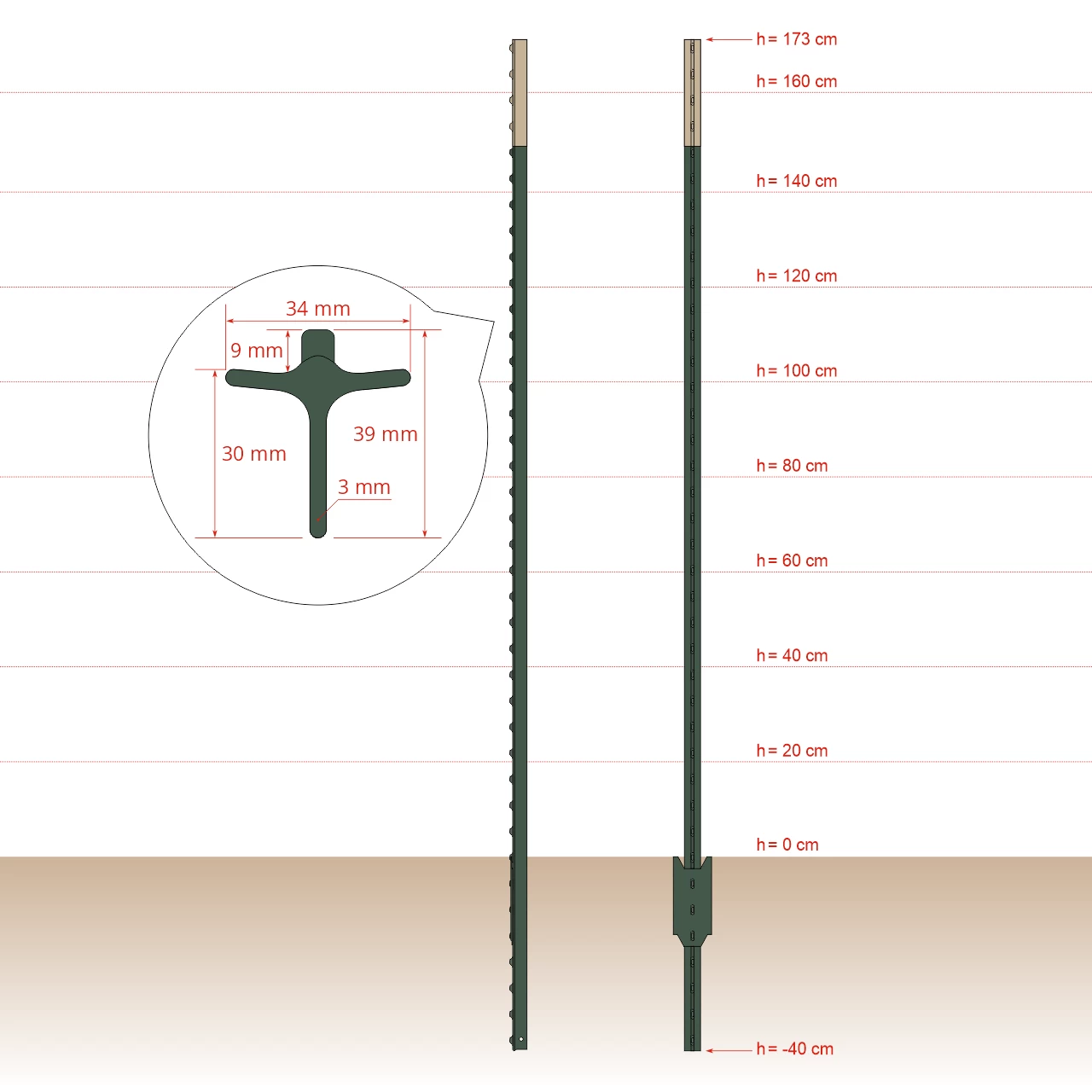 Метален стълб T-post, 213 cм