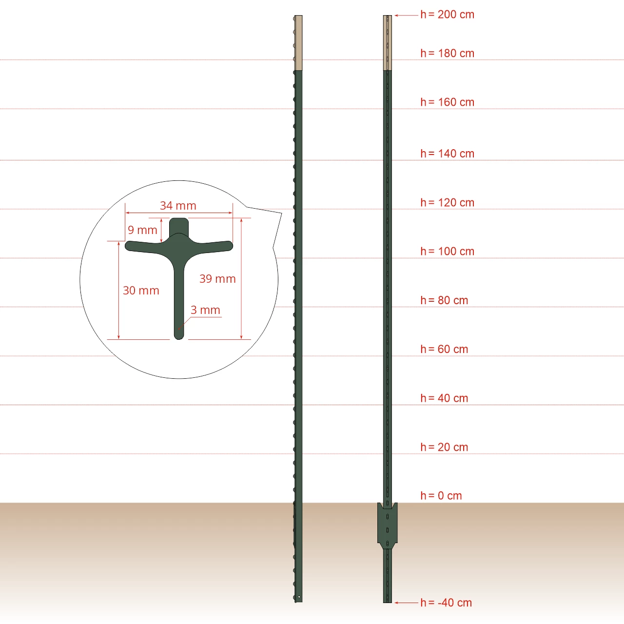 Метален стълб T-post, 240 cм