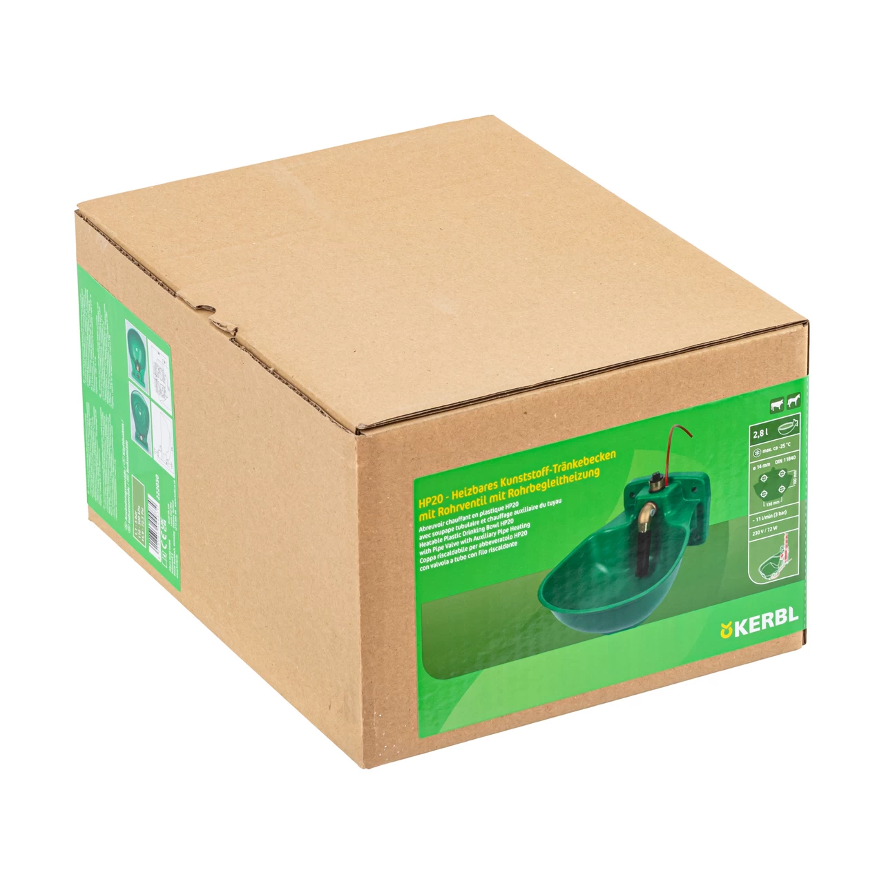 Поилка със защита срещу замръзване, с цилиндричен клапан и нагревателен кабел, 2,8 литра