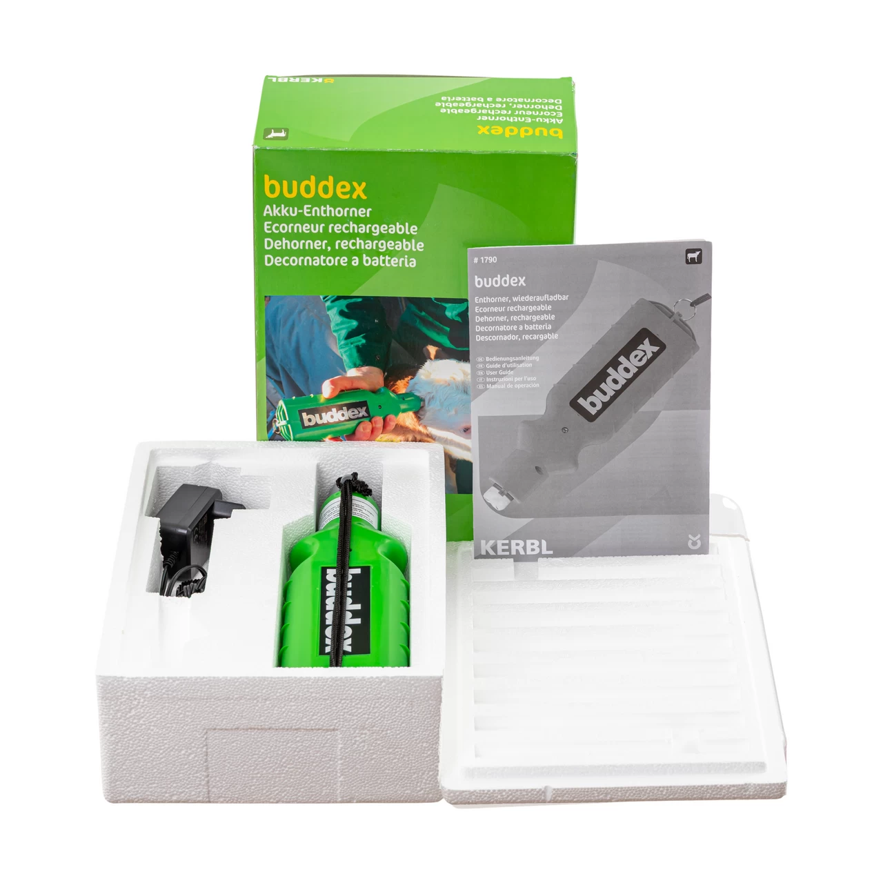 Акумулаторен обезроговител за телета, Buddex