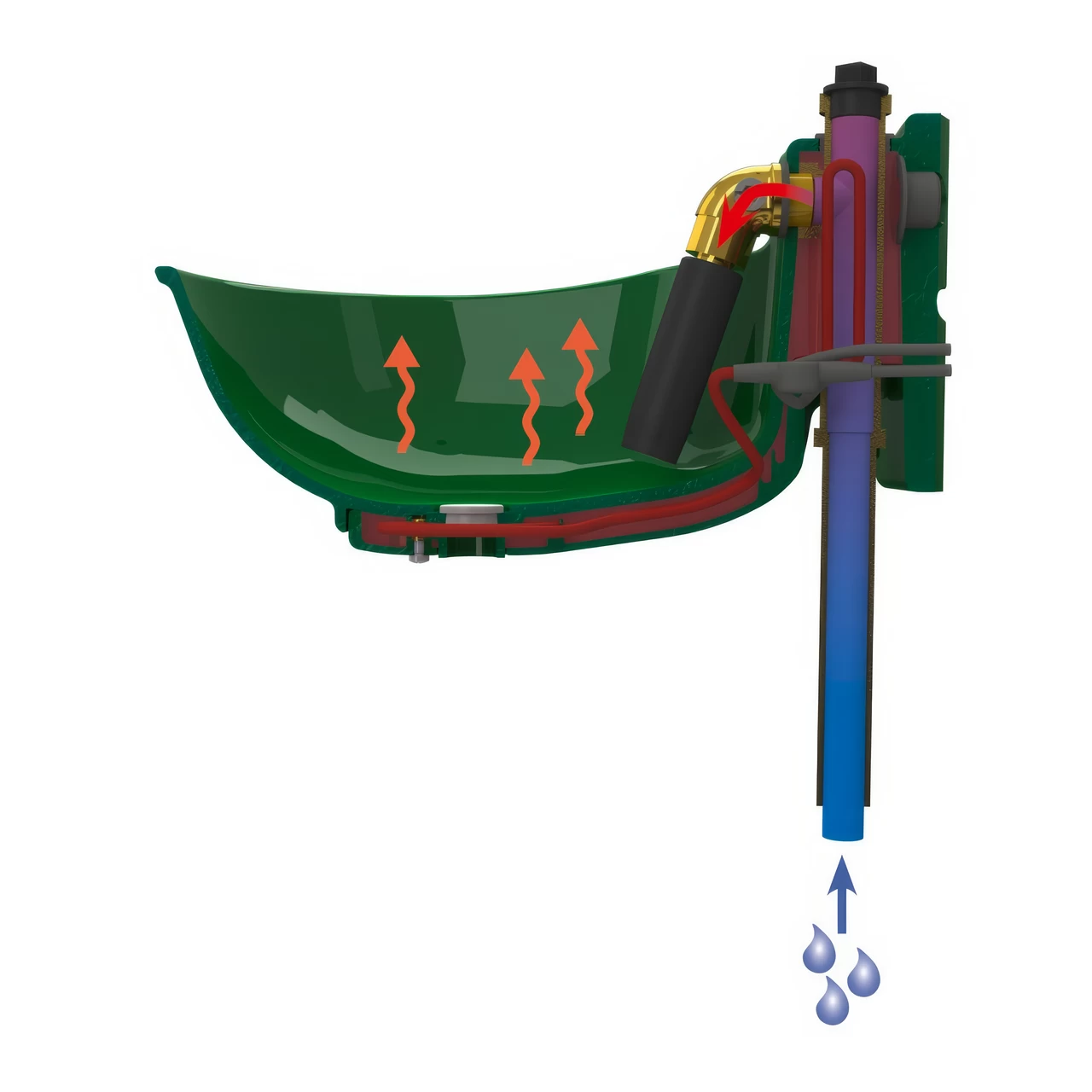 Поилка със защита срещу замръзване, с цилиндричен клапан и нагревателен кабел, 2,8 литра