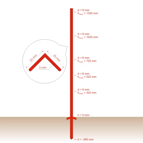 Колче от винкел 25 × 25 мм, 165 см