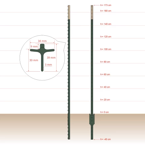 Метален стълб T-post, 213 cм