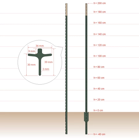 Метален стълб T-post, 240 cм