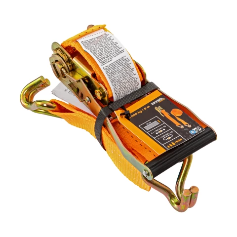 Колан за укрепване на товари с тресчотка, оранжев, 4000 кг, 50 мм × 6 м