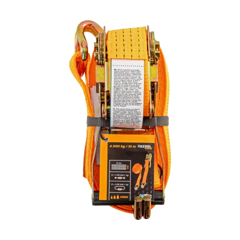 Колан за укрепване на товари с тресчотка, оранжев, 4000 кг, 50 мм × 10 м