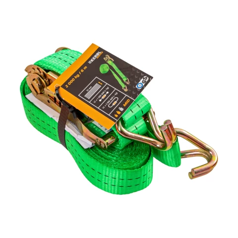 Колан за укрепване на товари с тресчотка, зелен, 2000 кг, 35 мм × 6 м