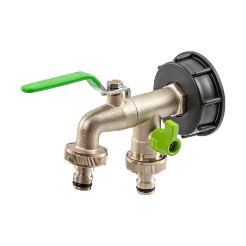 Кран за IBC контейнер, 3/4", с 2 изхода