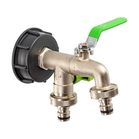 Кран за IBC контейнер, 3/4", с 2 изхода