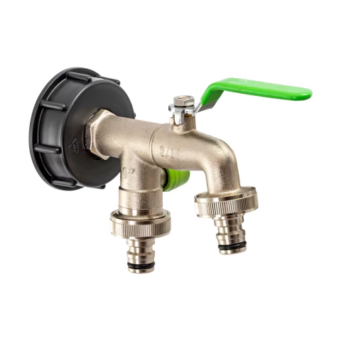 Кран за IBC контейнер, 3/4", с 2 изхода