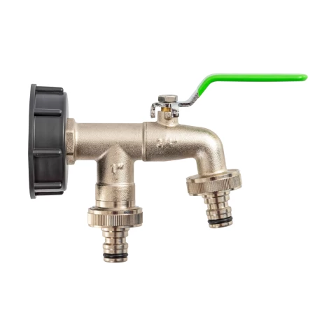 Кран за IBC контейнер, 3/4", с 2 изхода