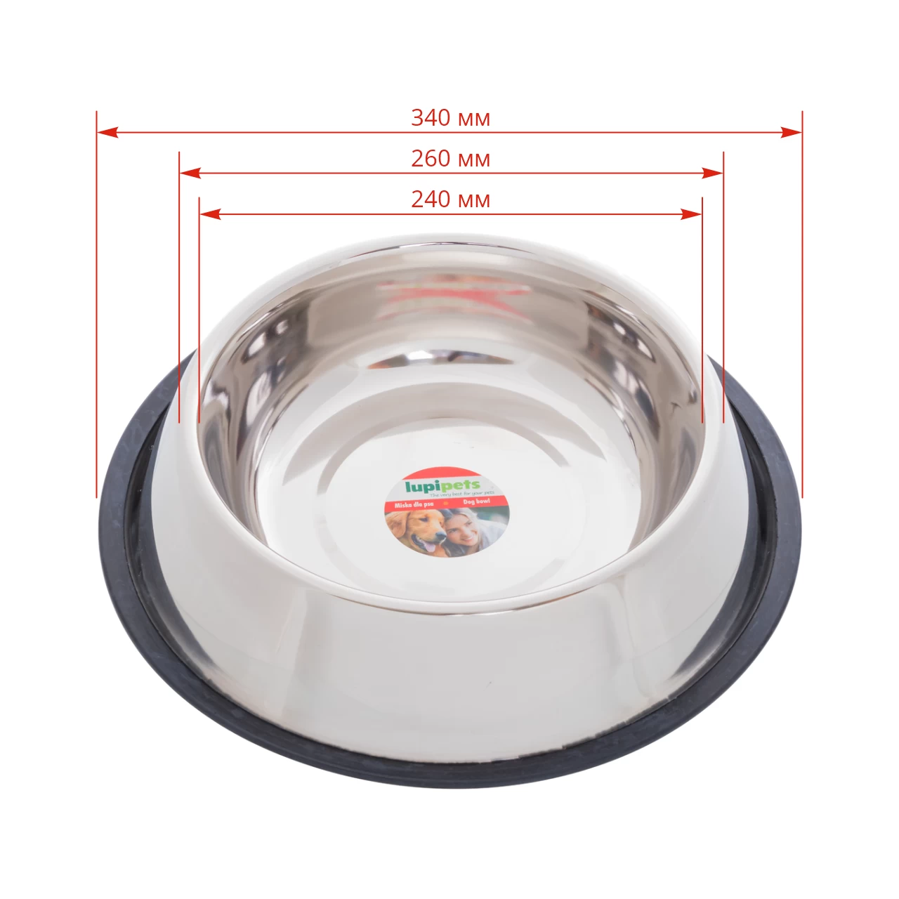 Купа от неръждаема стомана за храна за кучета, Ø 26 см, 2800 мл