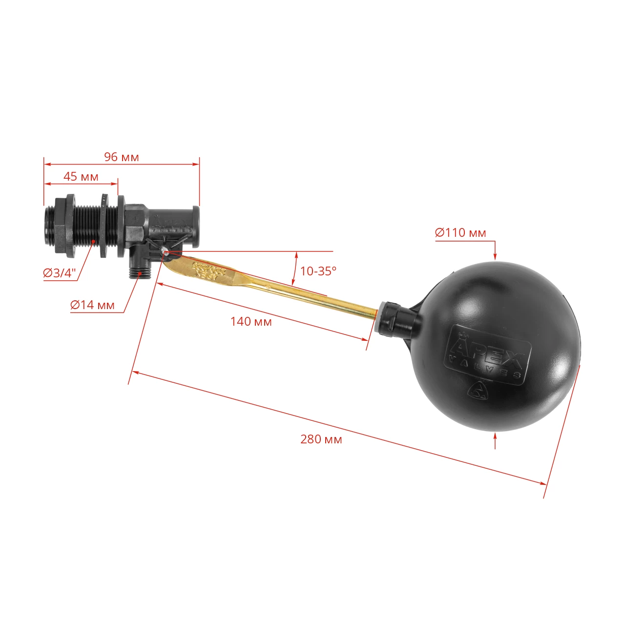 Автоматичен клапан с поплавък, APEX 220P, 3/4"