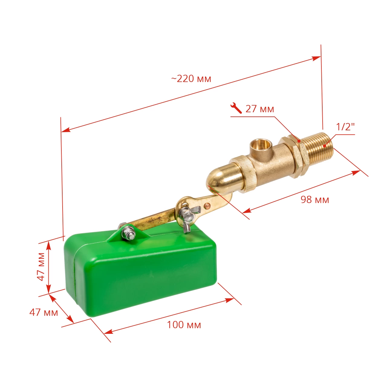 Резервен клапан с поплавък, за поилки, 1/2"