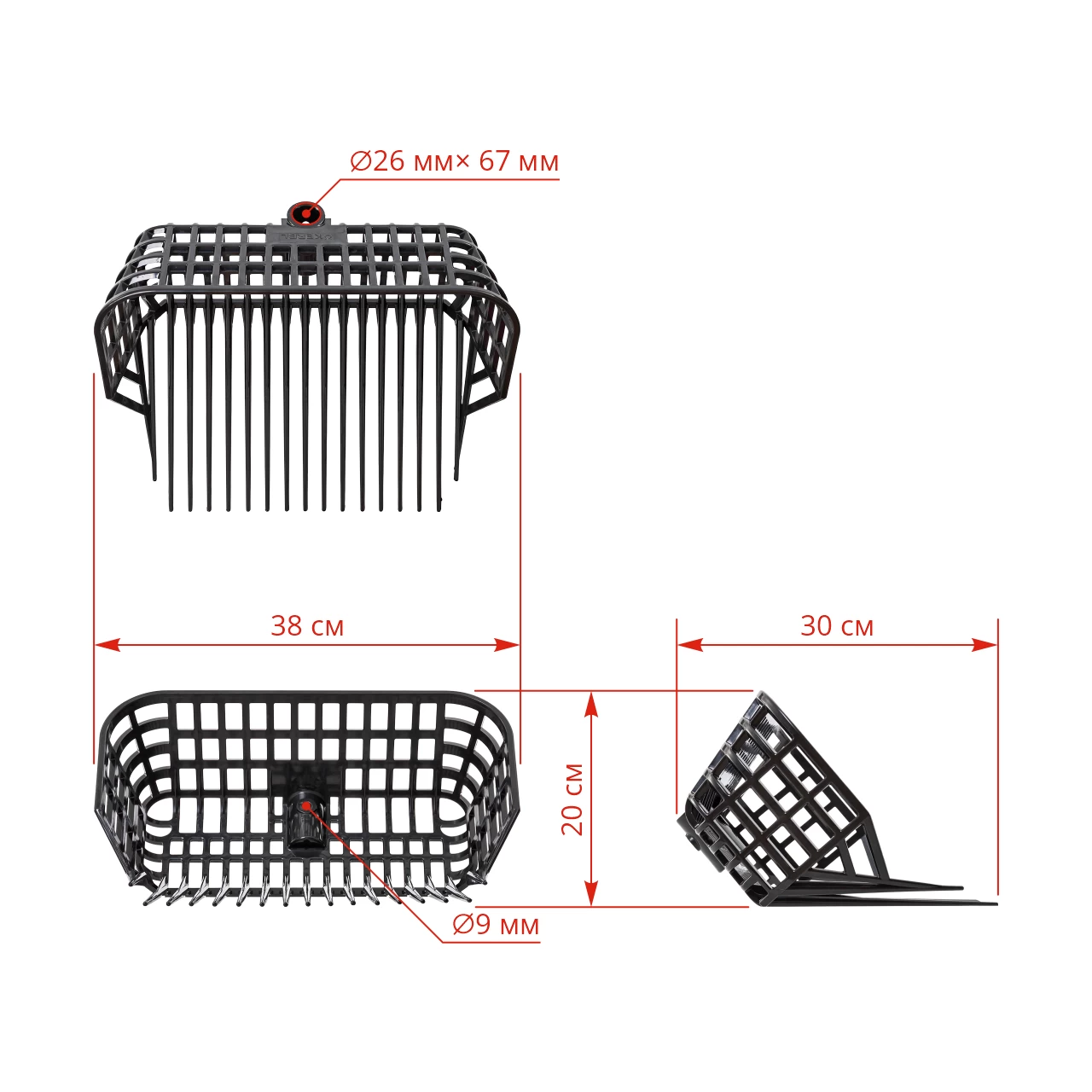 Вила за оборски тор, MaxiFork, черна, 38 × 30 см