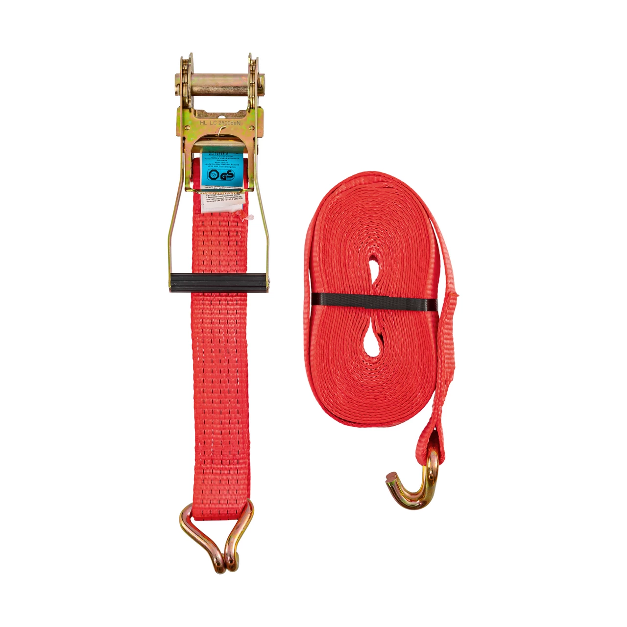 Колан за укрепване на товари с тресчотка, червен, 5000 кг, 50 мм × 10 м