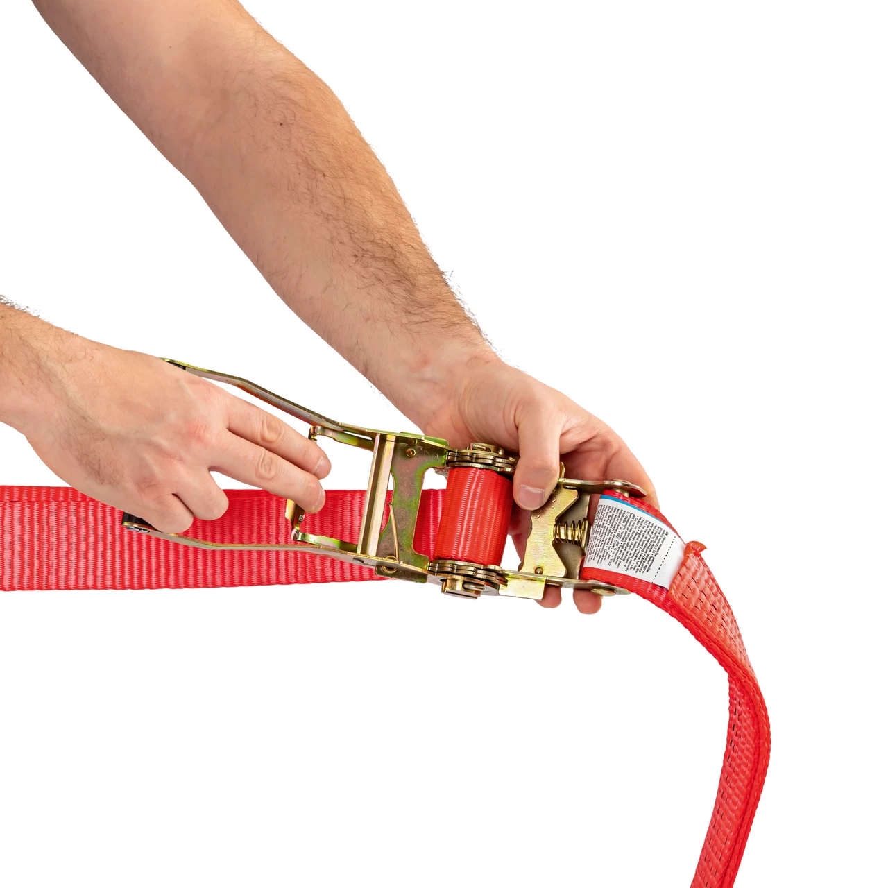 Колан за укрепване на товари с тресчотка, червен, 5000 кг, 50 мм × 10 м