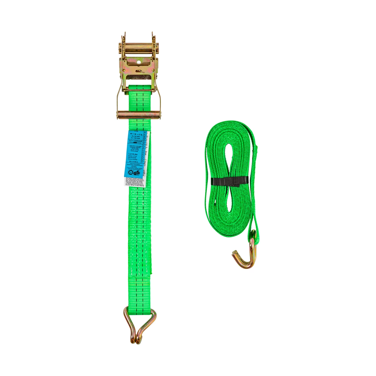 Колан за укрепване на товари с тресчотка, зелен, 2000 кг, 35 мм × 6 м