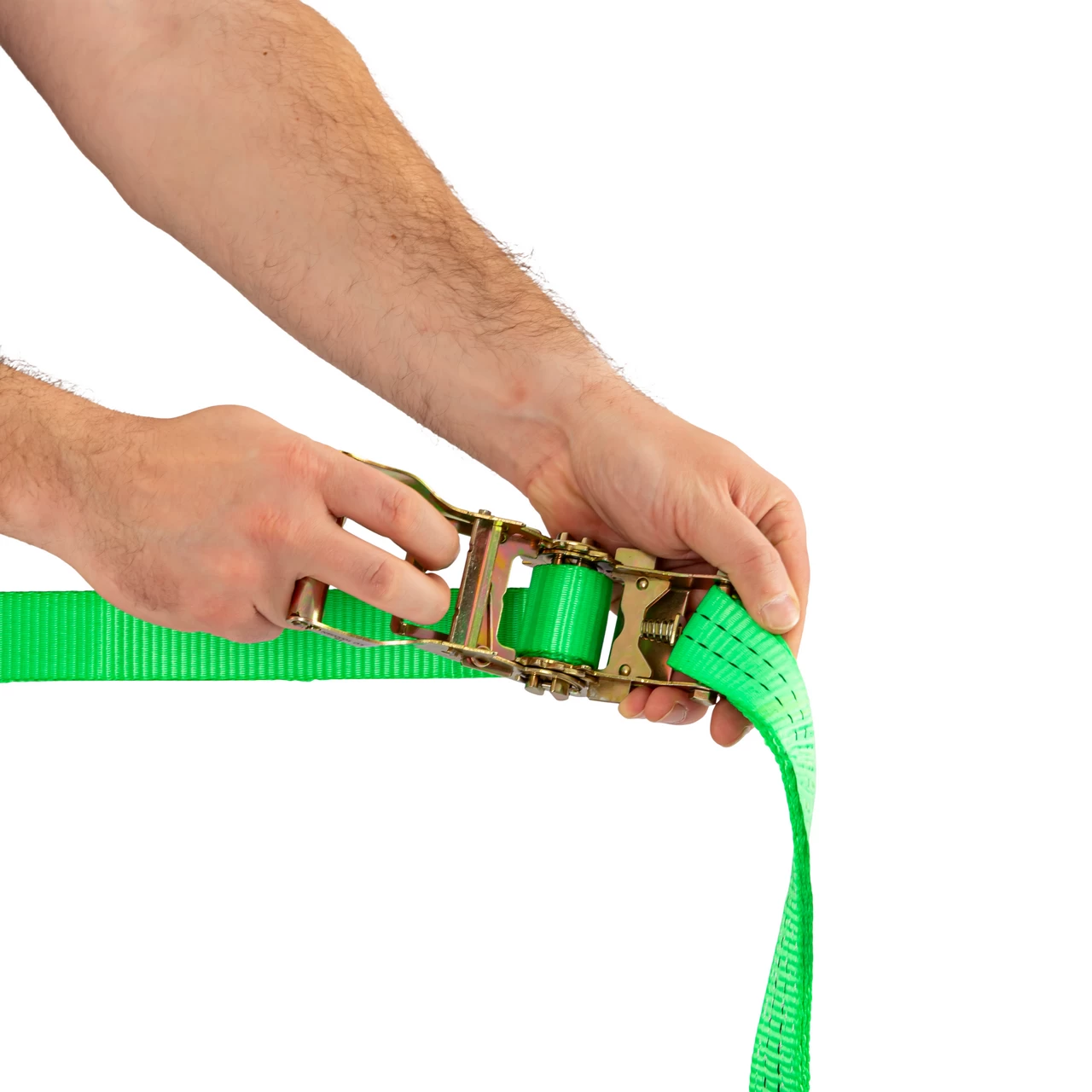 Колан за укрепване на товари с тресчотка, зелен, 2000 кг, 35 мм × 6 м