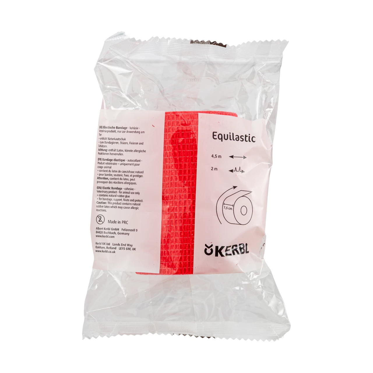 Бинт за копита, Equilastic, червен, 450 × 7,5 см