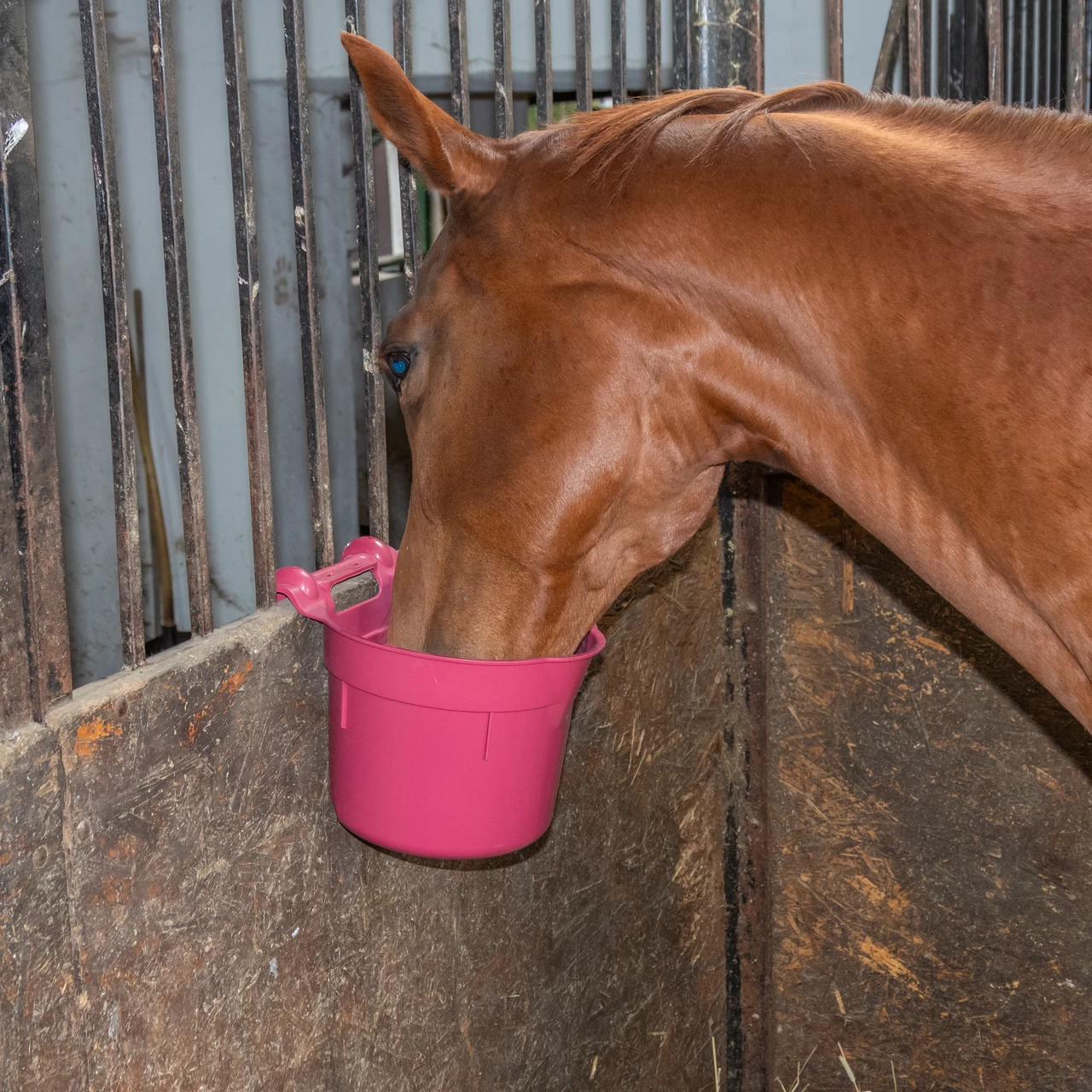 Кофа за хранене с конзола за окачване, цилиндрична форма, вишневочервена, 8 литра