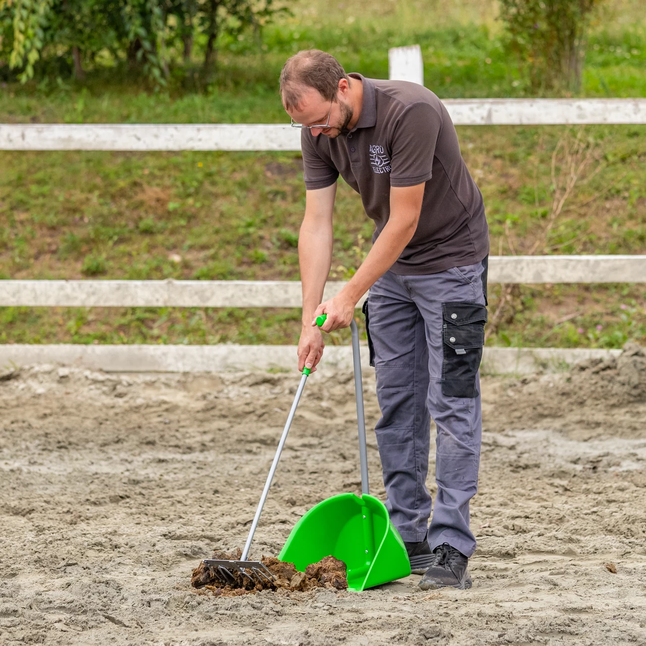 Лопата с гребло Mistboy, зелена, 75 см