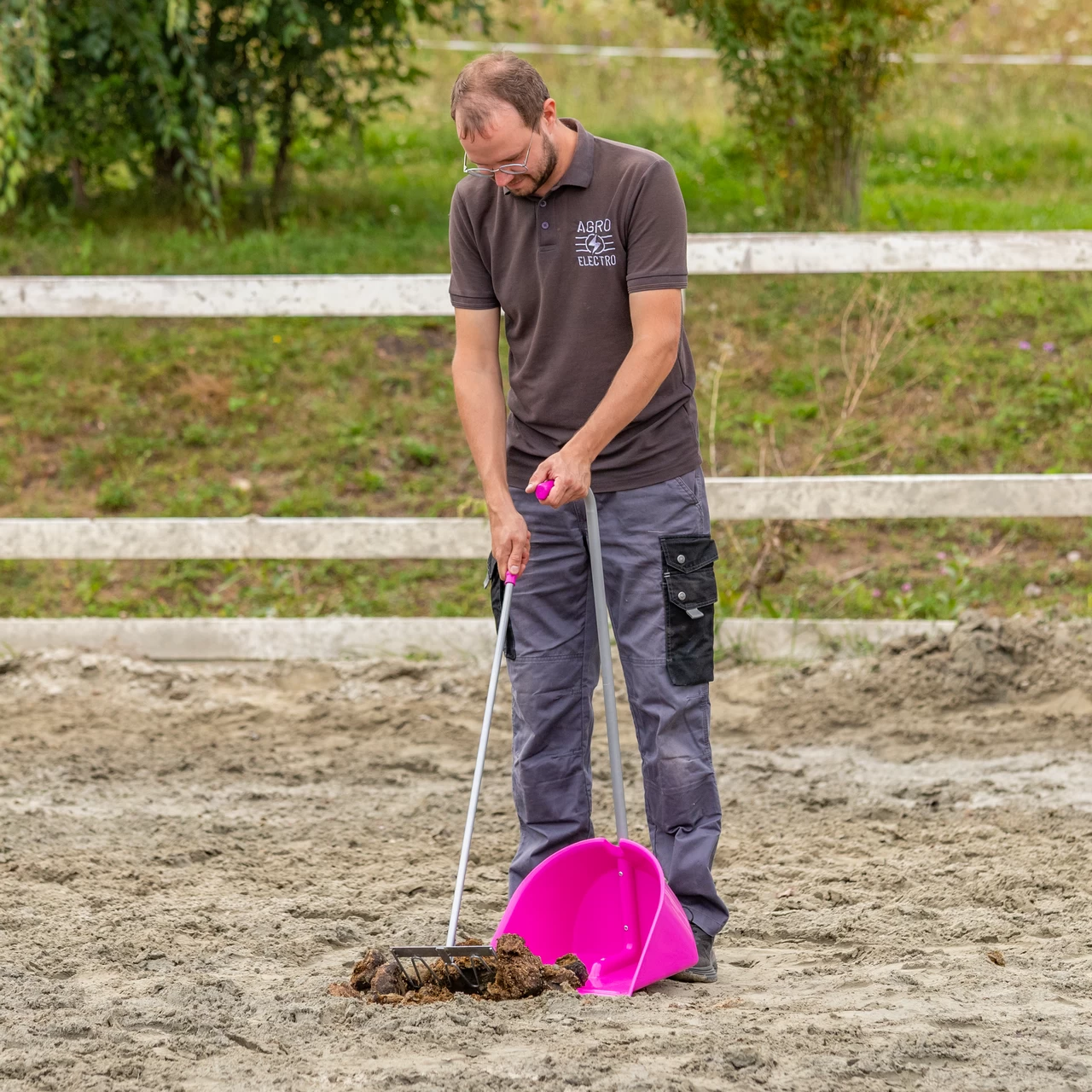 Лопата с гребло Mistboy, розова, 90 см