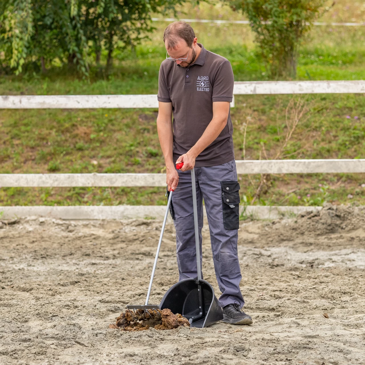 Лопата с гребло Mistboy, черна, 90 см